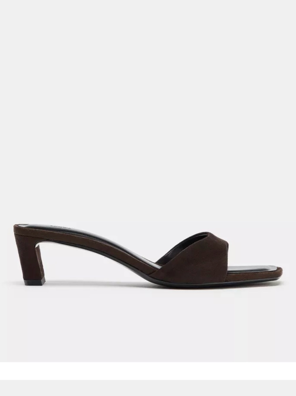 Zara Brown Suede Open-Toe Mid Heel Slide Mules